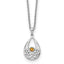 White Ice Sterling Silver Rhodium-Rhodium-Plated 18 inch Citrine Necklace with 2 inch Extender