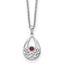 White Ice Sterling Silver Rhodium-Rhodium-Plated 18 inch Garnet Necklace with 2 inch Extender