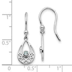 White Ice Sterling Silver Rhodium-plated with Blue Topaz Shepherd Hook Dangle Earrings