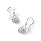 Blue Topaz Shepherd Hook Dangle Earrings in Sterling Silver - Sophia Jewelers
