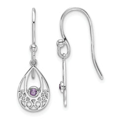 White Ice Sterling Silver Rhodium-plated Amethyst Shepherd Hook Earrings