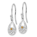 White Ice Sterling Silver Rhodium-plated Citrine Shepherd Hook Earrings