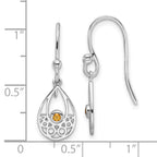 White Ice Sterling Silver Rhodium-plated Citrine Shepherd Hook Earrings