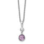 White Ice Sterling Silver Rhodium-Rhodium-Plated 18 inch Diamond and Amethyst Necklace with 2 inch Extender