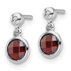 White Ice Sterling Silver Rhodium-plated Diamond and Garnet Post Dangle Earrings