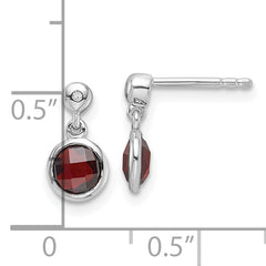 White Ice Sterling Silver Rhodium-plated Diamond and Garnet Post Dangle Earrings