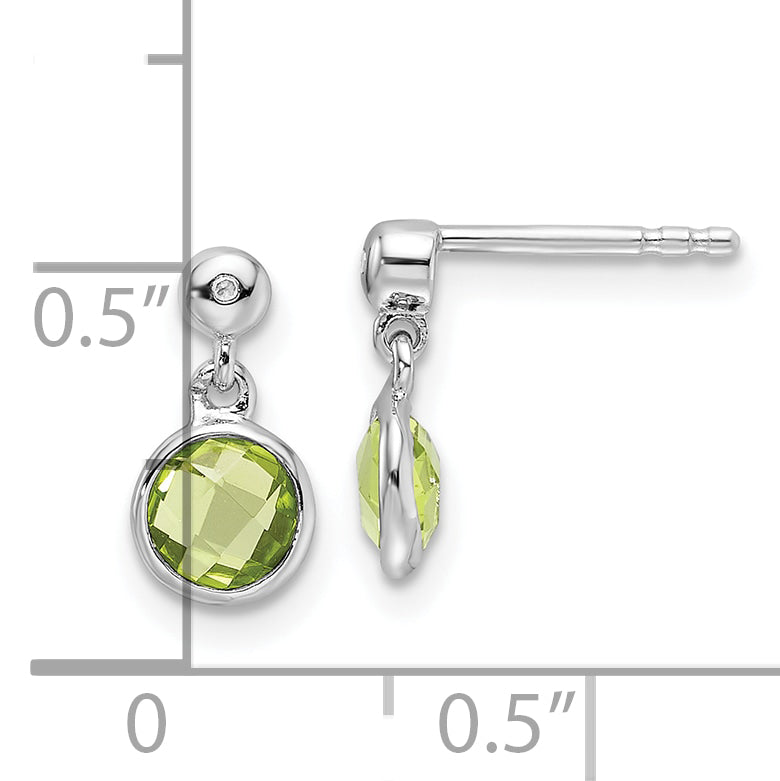 White Ice Sterling Silver Rhodium-plated Diamond and Peridot Post Dangle Earrings