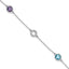 White Ice Sterling Silver/Rhodium-Rhodium-Plated Diamond, Blue Topaz, Amethyst 6.25 inch Bracelet plus 1 inch Extender