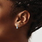 White Ice Sterling Silver Rhodium-plated Diamond and Blue Topaz Post Dangle Earrings