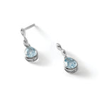Blue Topaz & Diamond Stud Dangle Earrings in Sterling Silver (0.01 ct. tw.) - Sophia Jewelers