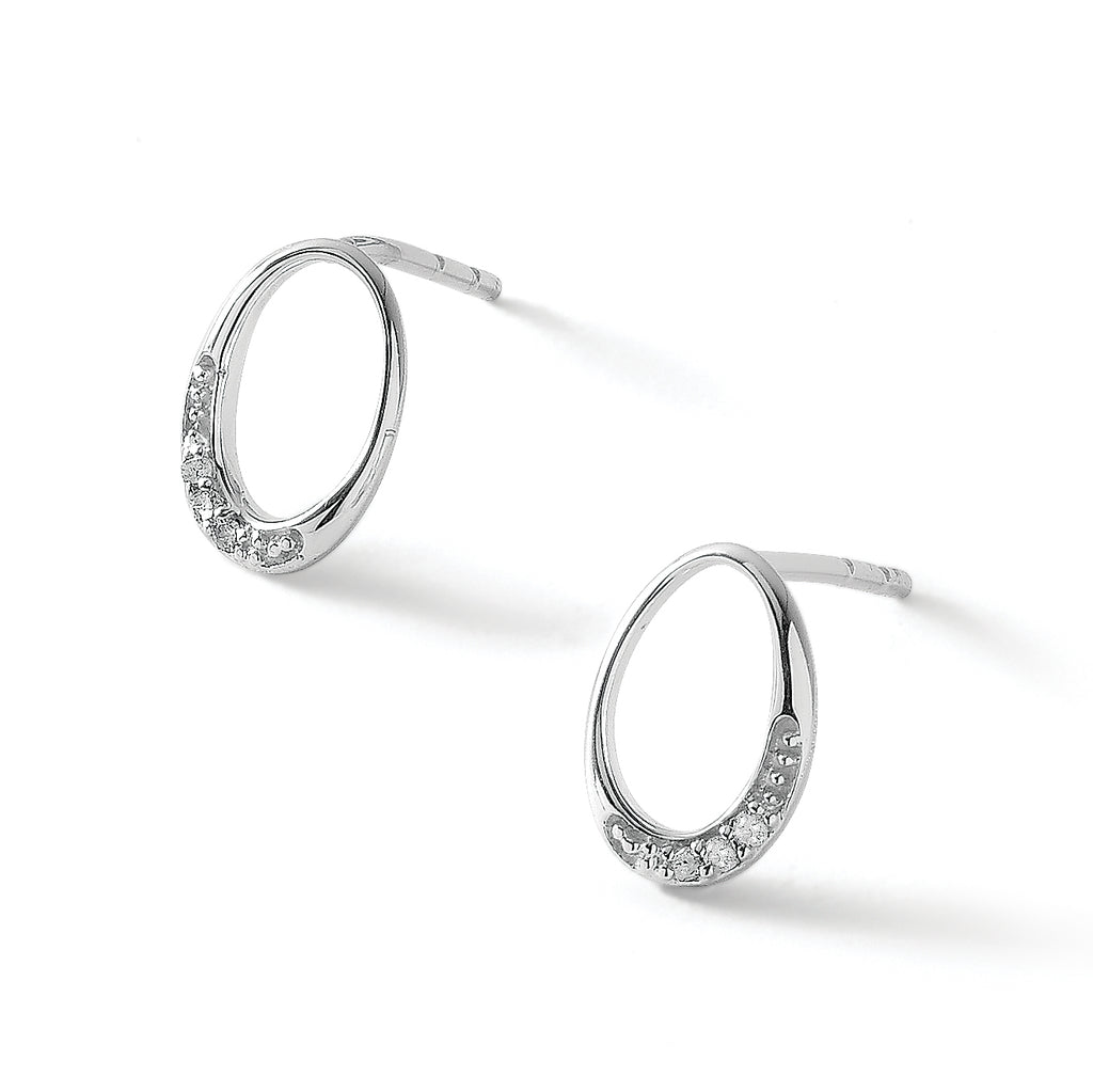 Oval Diamond Dangle Earrings in Sterling Silver, 0.9mm (0.02 ct. tw.) - Sophia Jewelers