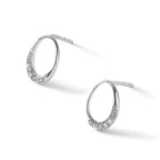 Oval Diamond Dangle Earrings in Sterling Silver, 0.9mm (0.02 ct. tw.) - Sophia Jewelers