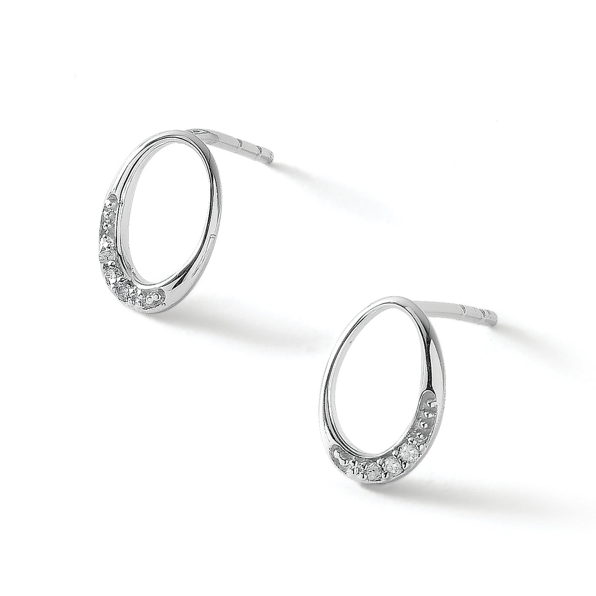 Oval Diamond Dangle Earrings in Sterling Silver, 0.9mm (0.02 ct. tw.) - Sophia Jewelers