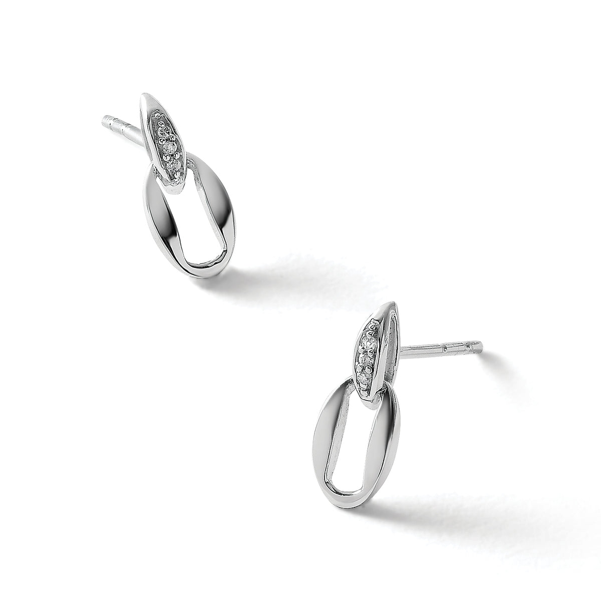 Diamond Dangle Earrings in Sterling Silver, 0.8mm (0.02 ct. tw.) - Sophia Jewelers