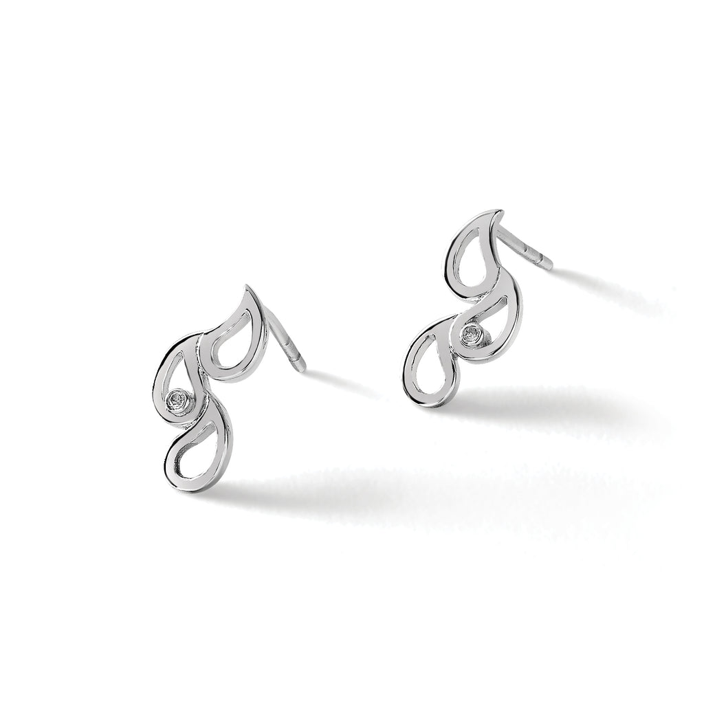 Diamond Raindrop Dangle Earrings in Sterling Silver, 1mm (0.01 ct. tw.) - Sophia Jewelers