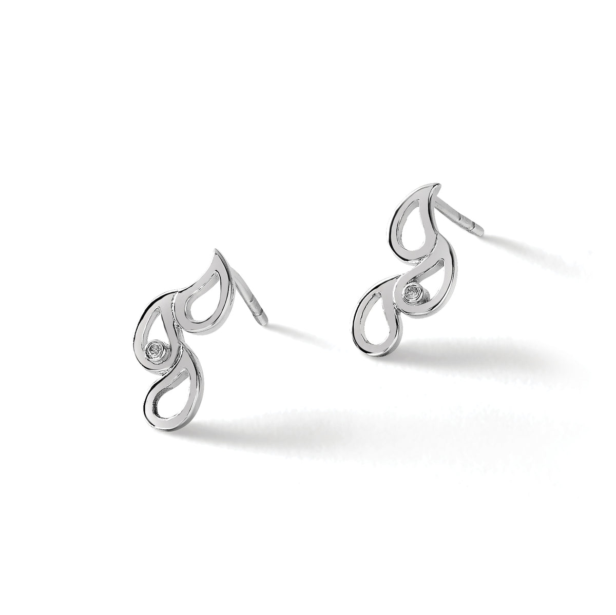 Diamond Raindrop Dangle Earrings in Sterling Silver, 1mm (0.01 ct. tw.) - Sophia Jewelers