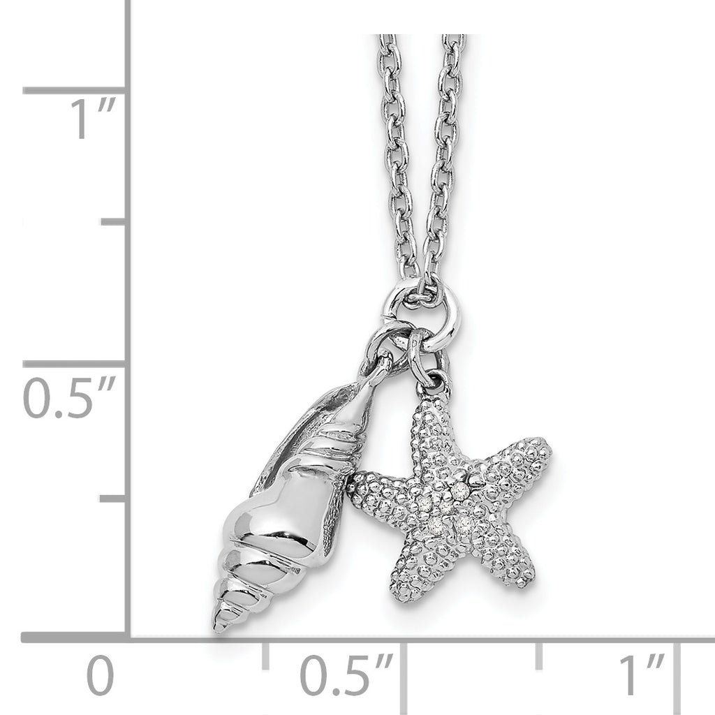Diamond Necklace in Sterling Silver, 0.9mm with Extender (0.02 ct. tw.), 18 Inch - Sophia Jewelers