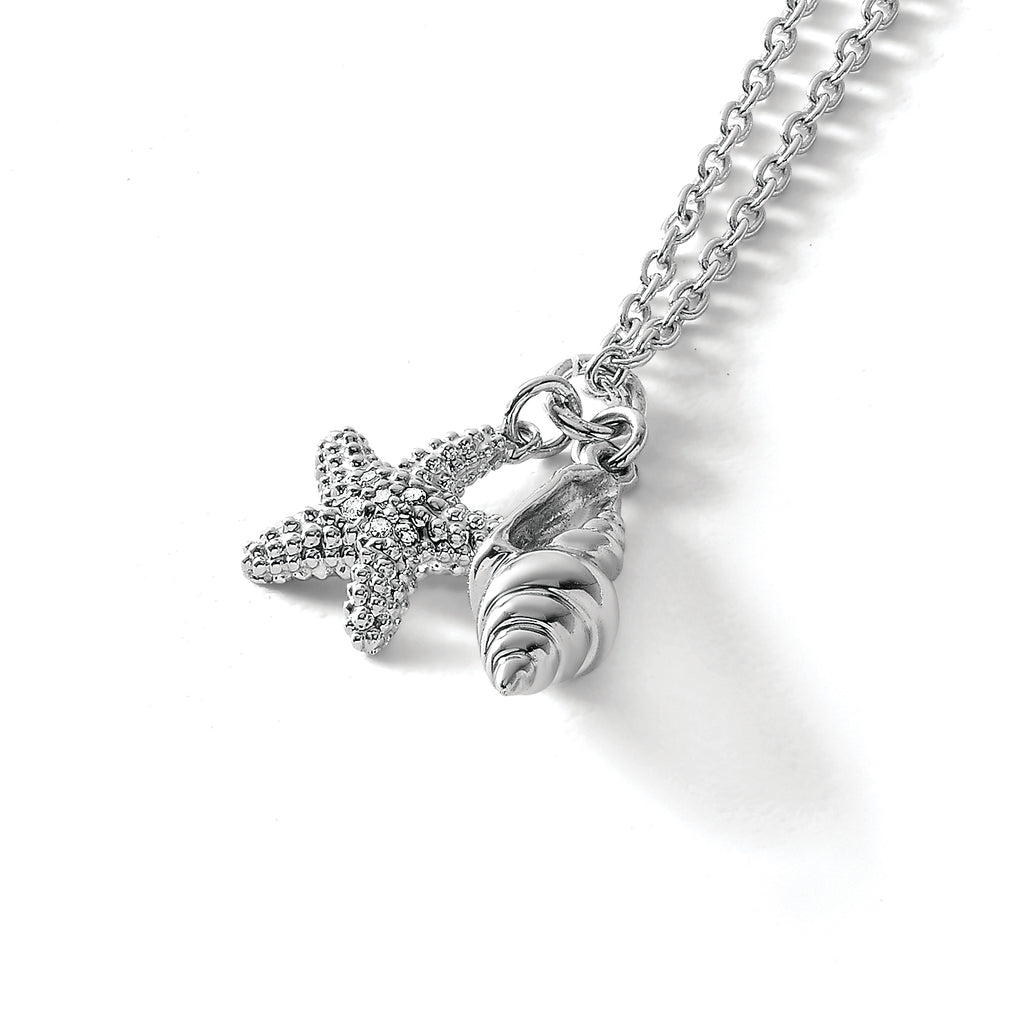 Diamond Necklace in Sterling Silver, 0.9mm with Extender (0.02 ct. tw.), 18 Inch - Sophia Jewelers
