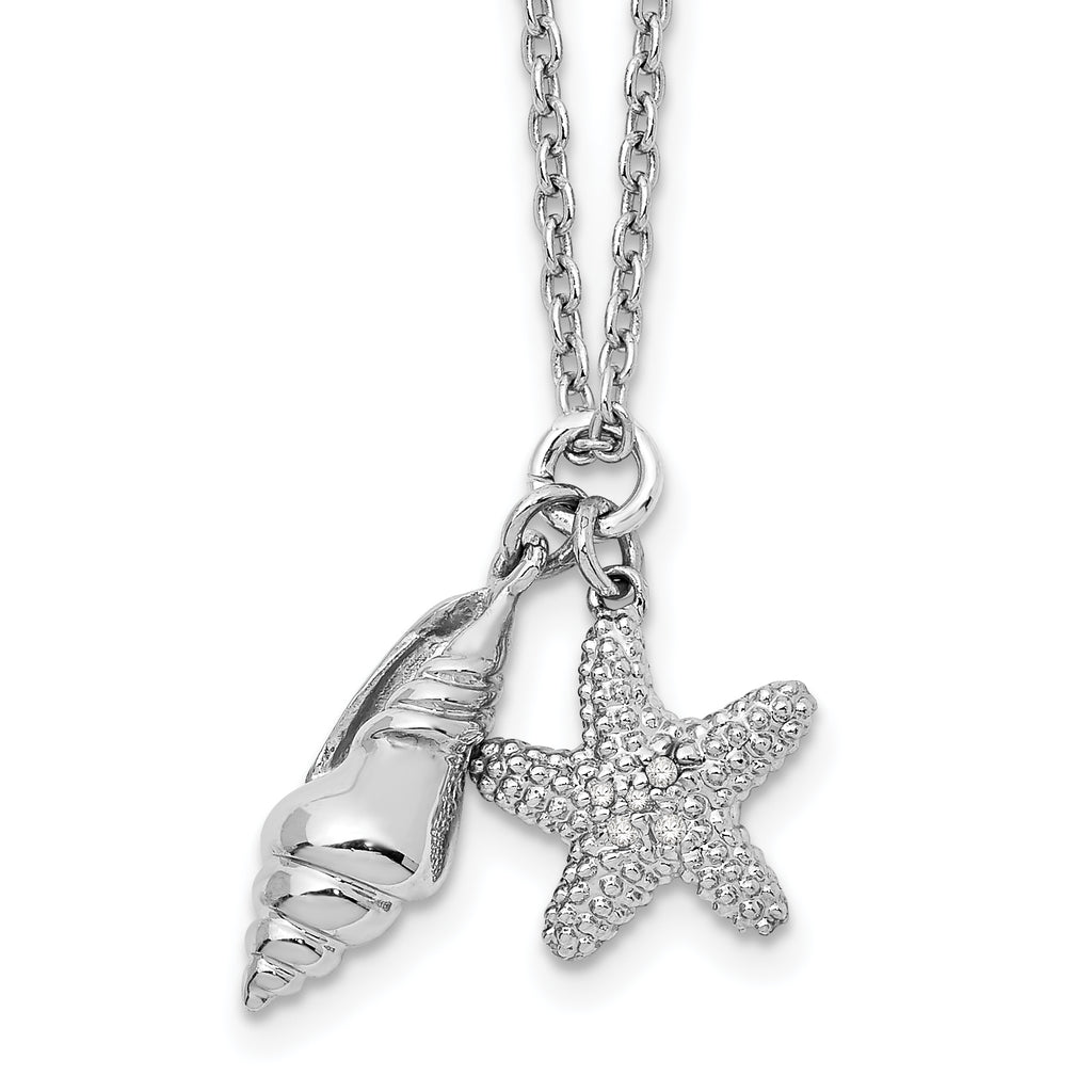 Diamond Necklace in Sterling Silver, 0.9mm with Extender (0.02 ct. tw.), 18 Inch - Sophia Jewelers