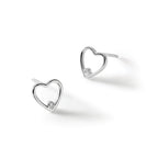 Diamond Heart Stud Earrings in Sterling Silver, 7x8mm (0.01 ct. tw.) - Sophia Jewelers