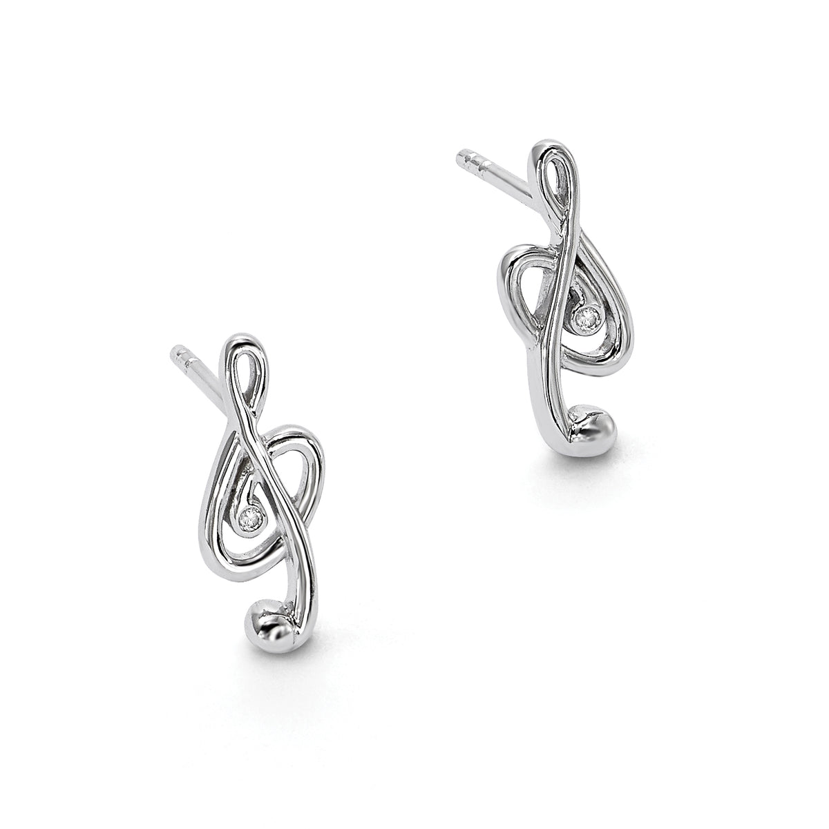 Diamond Button Stud Earrings in Sterling Silver, 1mm (0.01 ct. tw.) - Sophia Jewelers