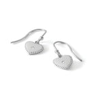 Diamond Heart Dangle Earrings in Sterling Silver, 1.5mm Textured (0.03 ct. tw.) - Sophia Jewelers