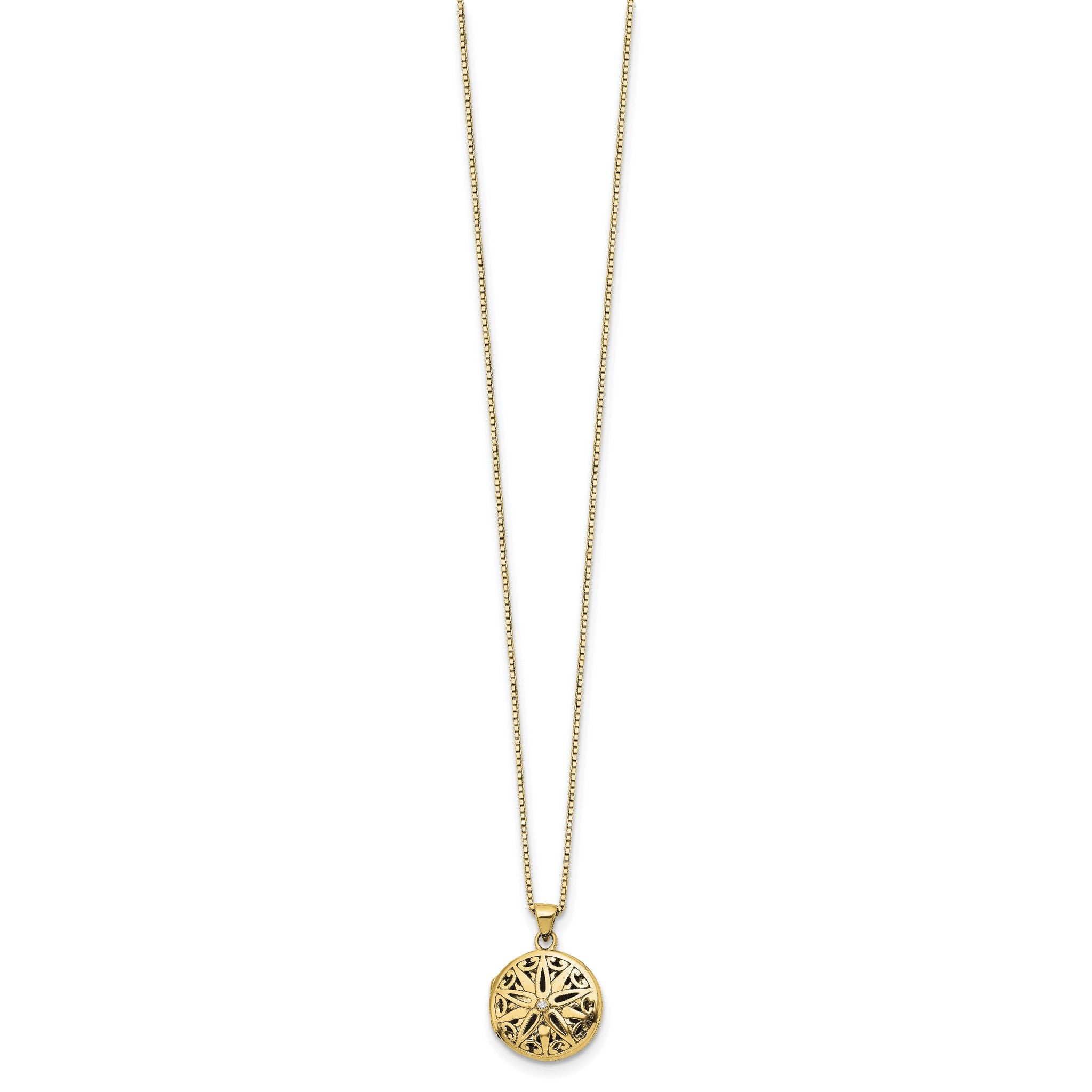 Round Diamond Star Locket Necklace in Gold-Plated Sterling Silver (0.01 ct. tw.) Secondary image