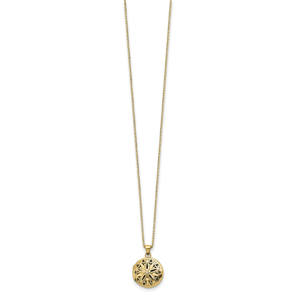 Round Diamond Star Locket Necklace in Gold-Plated Sterling Silver (0.01 ct. tw.) - Sophia Jewelers