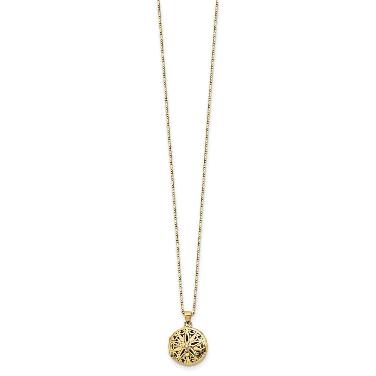 Round Diamond Star Locket Necklace in Gold-Plated Sterling Silver (0.01 ct. tw.) - Sophia Jewelers