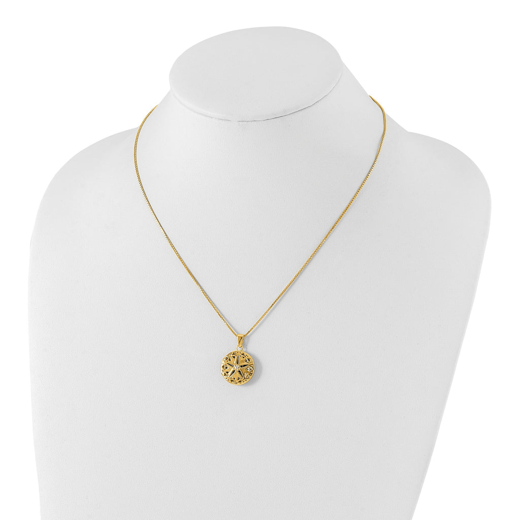 Round Diamond Star Locket Necklace in Gold-Plated Sterling Silver (0.01 ct. tw.) - Sophia Jewelers