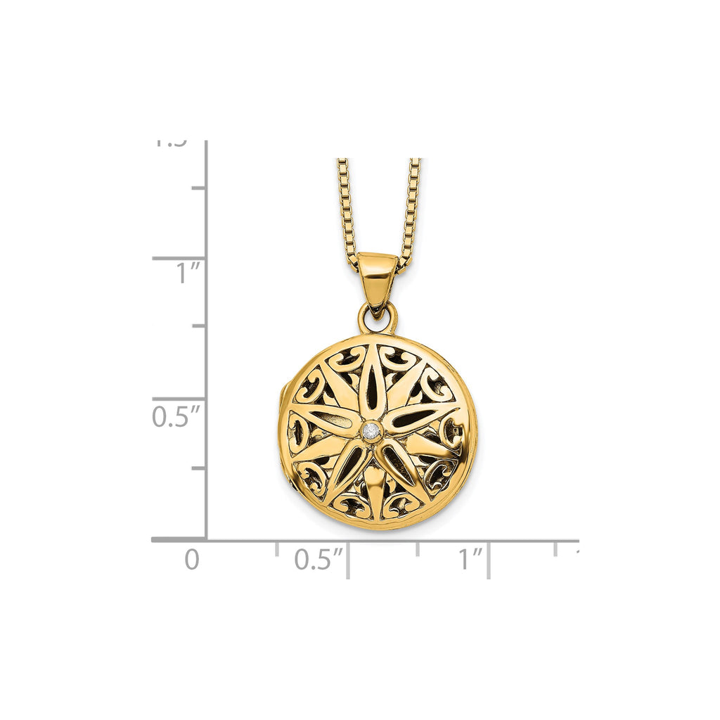 Round Diamond Star Locket Necklace in Gold-Plated Sterling Silver (0.01 ct. tw.) - Sophia Jewelers