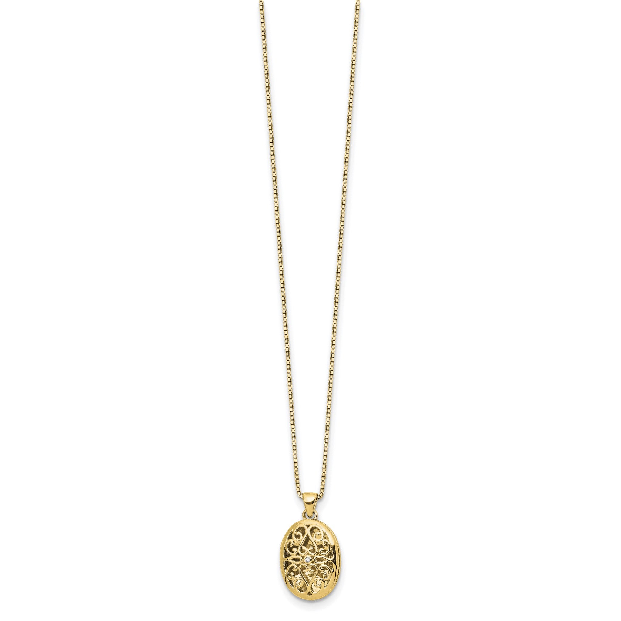 Oval Diamond Locket Necklace in Gold-Plated Sterling Silver (0.01 ct. tw.) Secondary image
