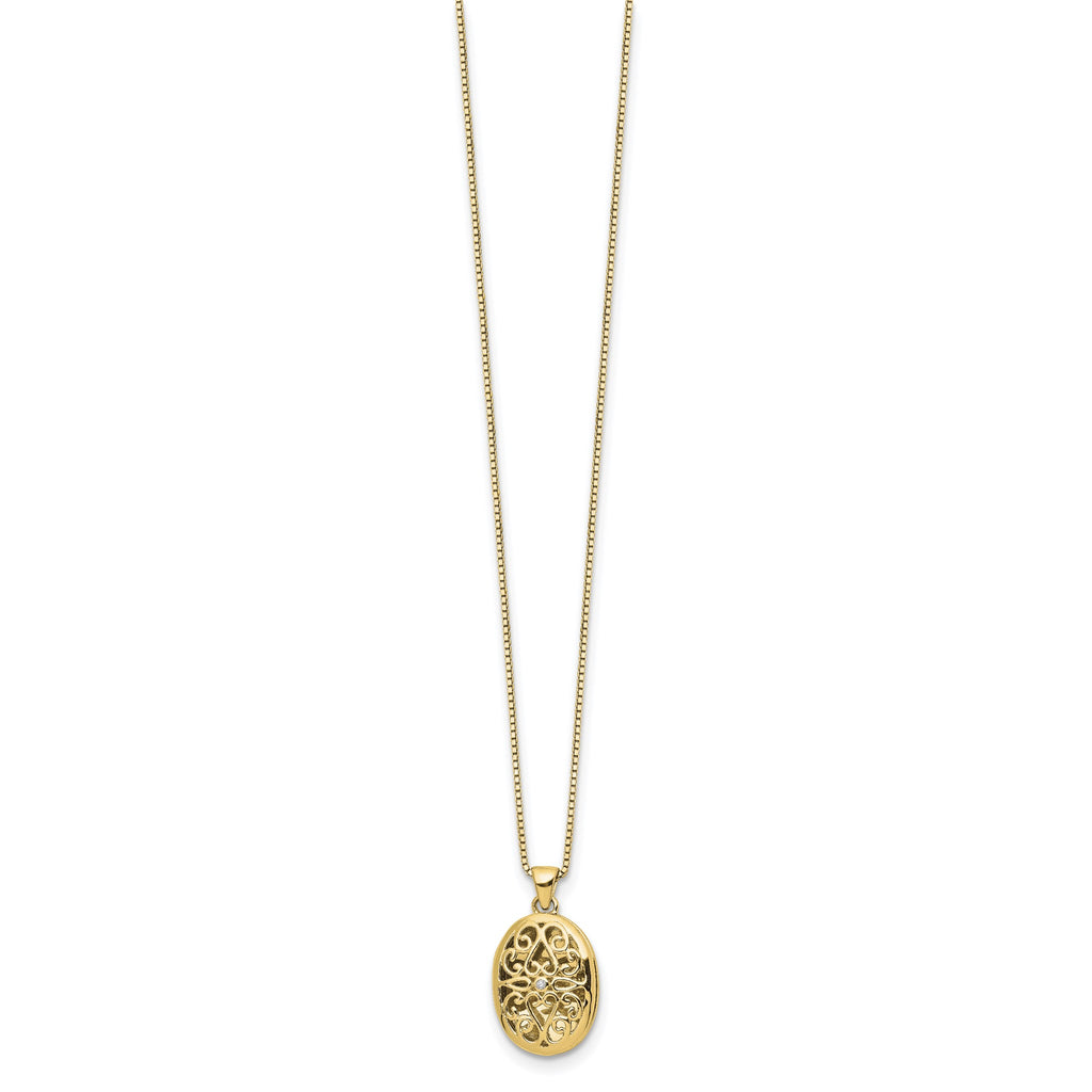 Oval Diamond Locket Necklace in Gold-Plated Sterling Silver (0.01 ct. tw.) - Sophia Jewelers