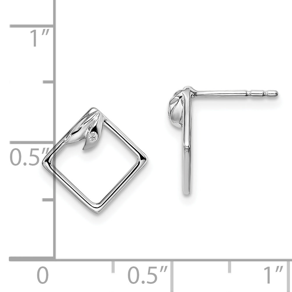 White Ice Sterling Silver Rhodium-plated Diamond-shaped Diamond Post Earrings