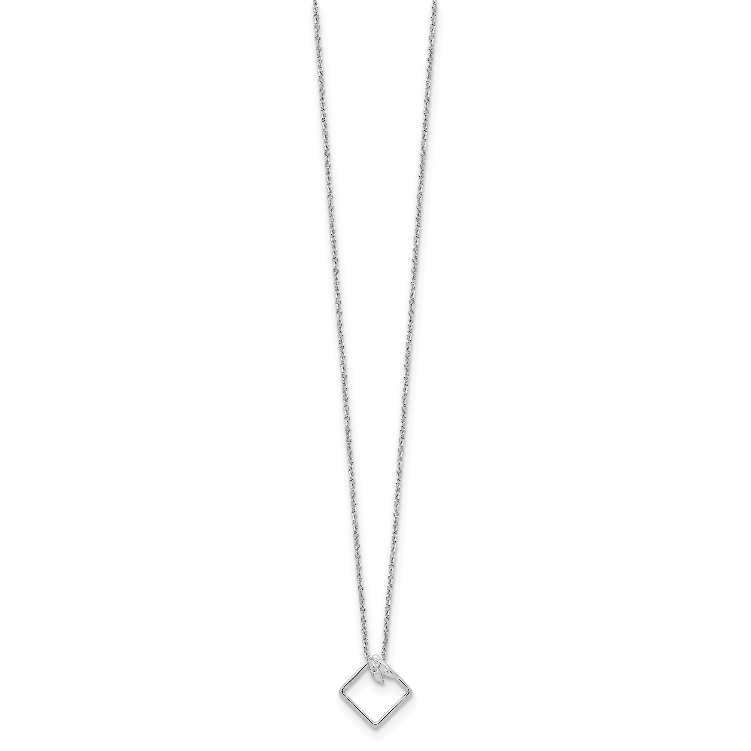White Ice Sterling Silver Rhodium-plated 18 Inch Open Diamond-shaped Diamond Necklace with 2 Inch Extender