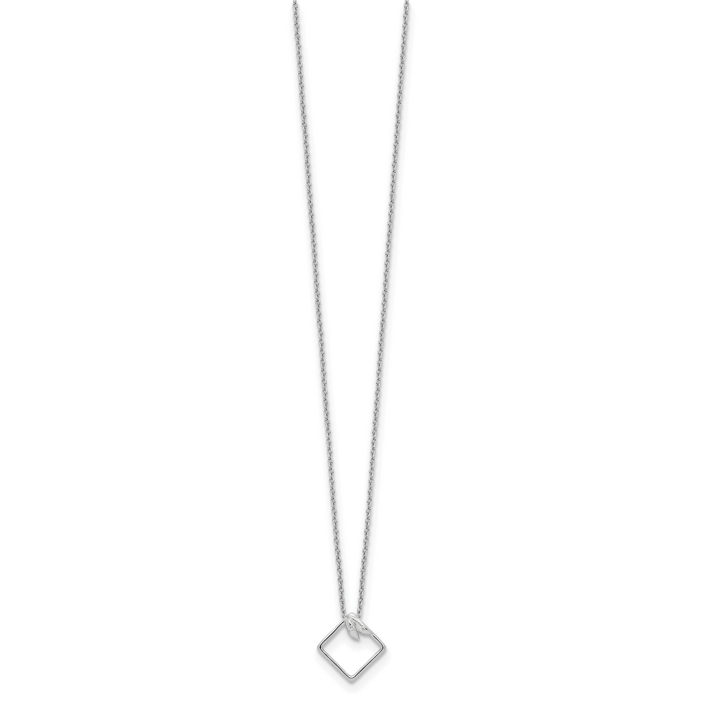 White Ice Sterling Silver Rhodium-plated 18 Inch Open Diamond-shaped Diamond Necklace with 2 Inch Extender