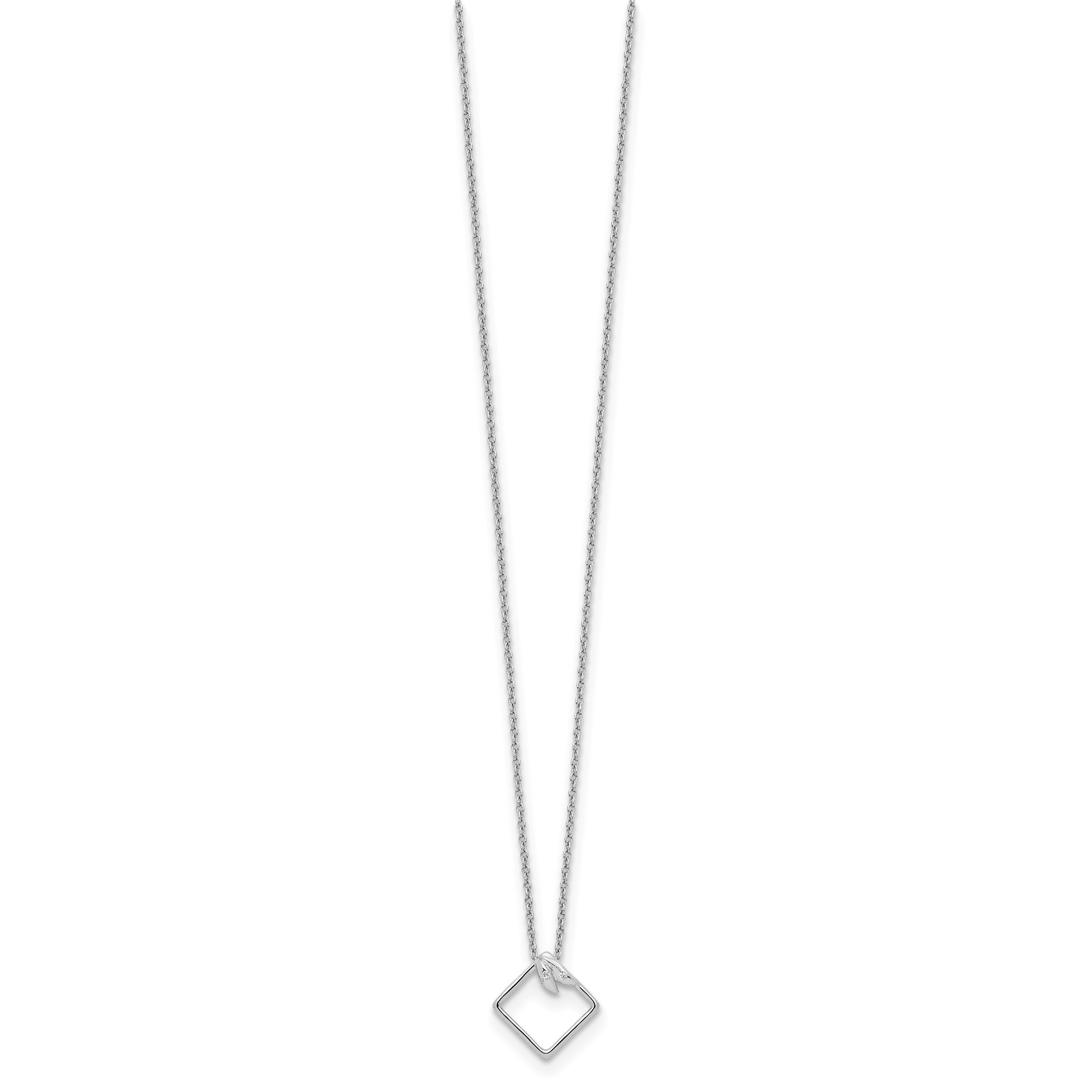 White Ice Sterling Silver Rhodium-plated 18 Inch Open Diamond-shaped Diamond Necklace with 2 Inch Extender