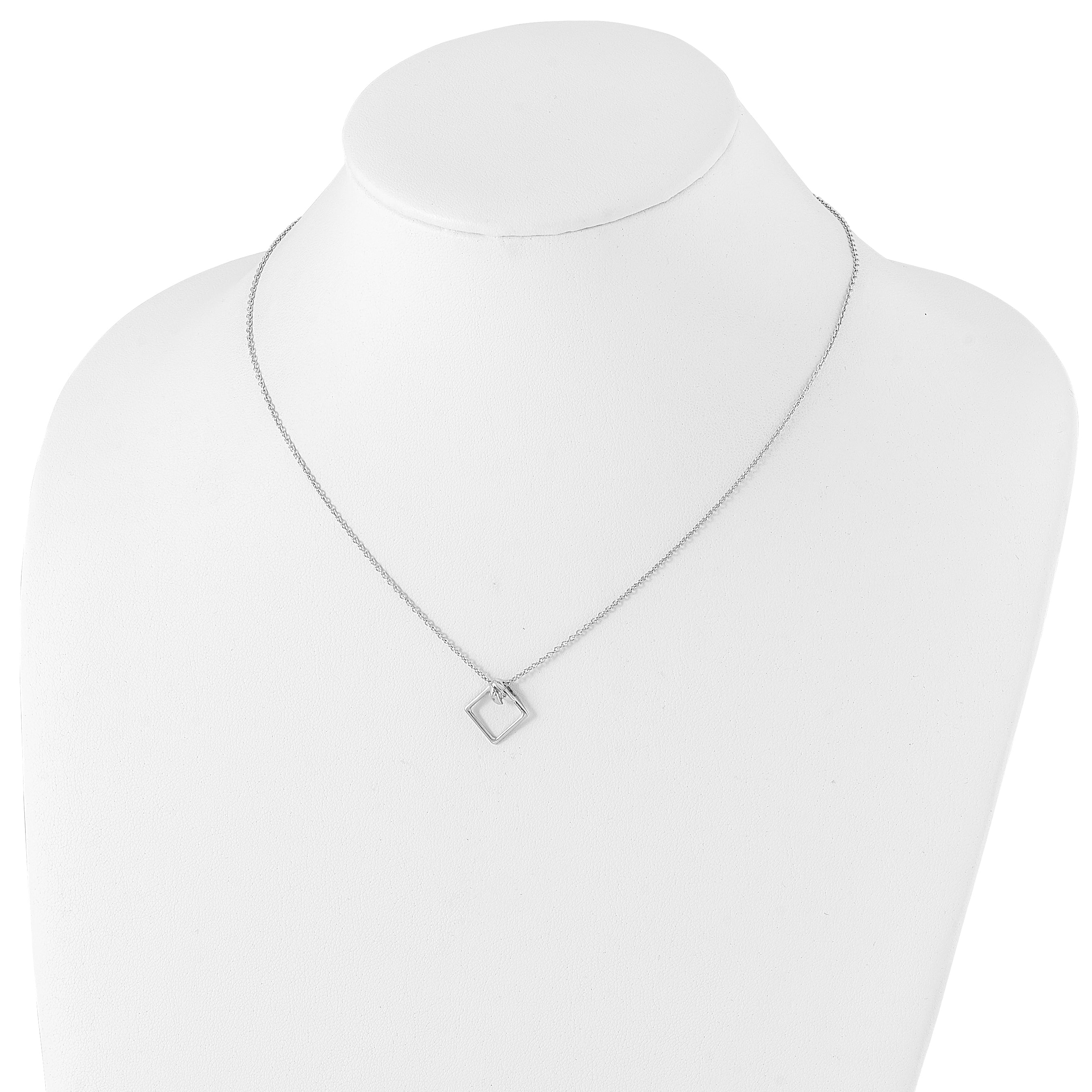 White Ice Sterling Silver Rhodium-plated 18 Inch Open Diamond-shaped Diamond Necklace with 2 Inch Extender