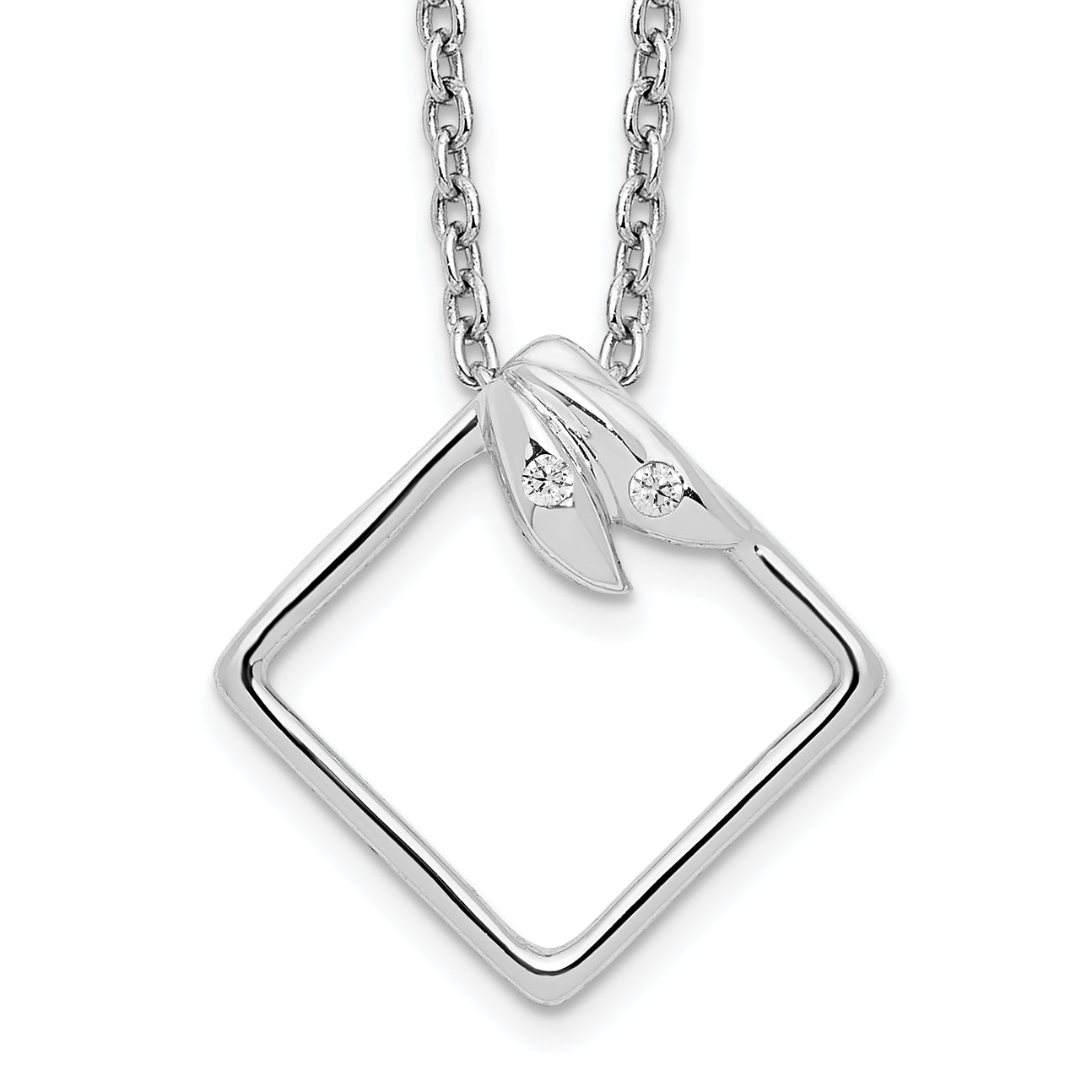 White Ice Sterling Silver Rhodium-plated 18 Inch Open Diamond-shaped Diamond Necklace with 2 Inch Extender Main image
