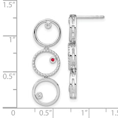 White Ice Sterling Silver Rhodium-plated Diamond and Ruby Post Drop Earrings
