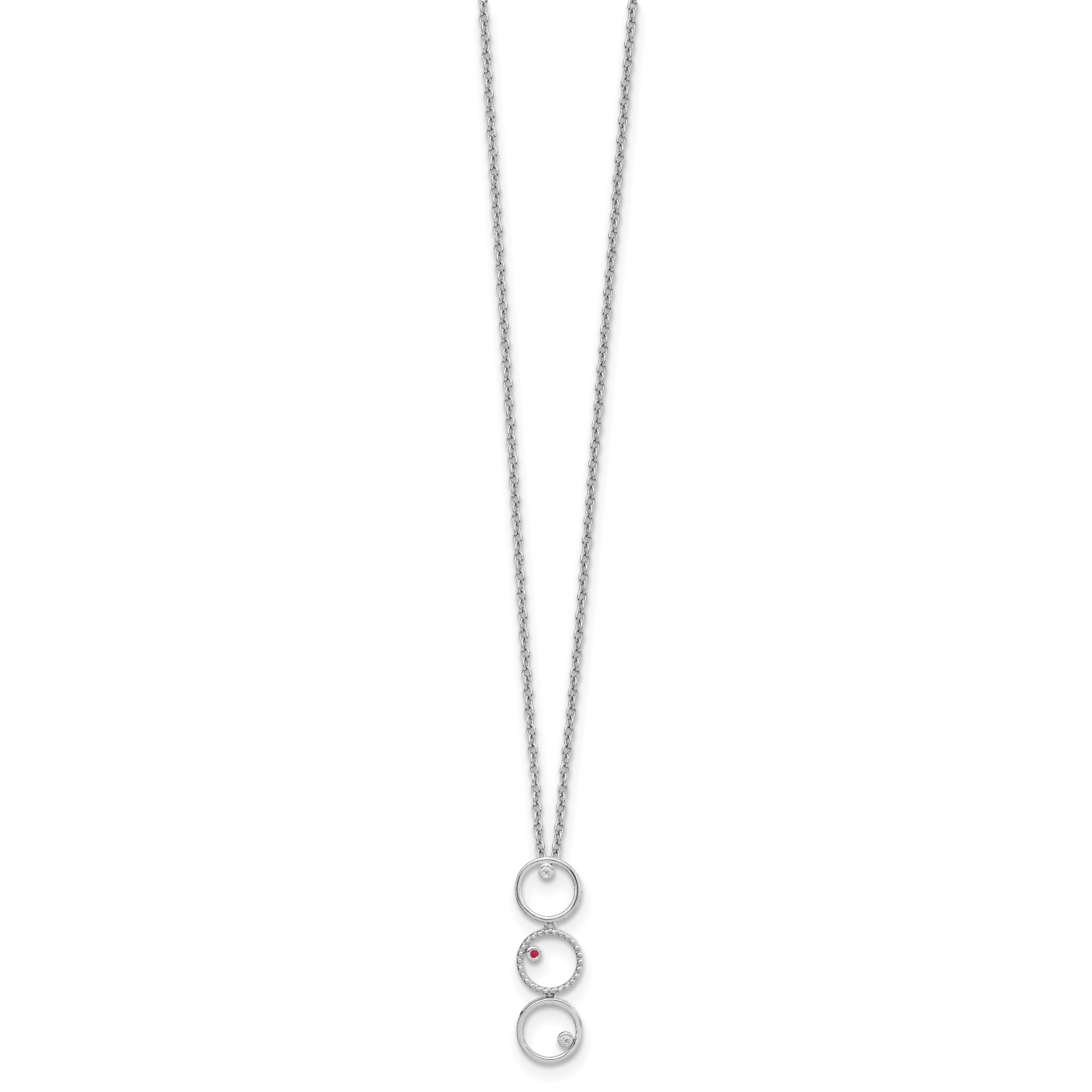 White Ice Sterling Silver Rhodium-plated 18 Inch Diamond and Ruby Necklace with 2 Inch Extender Secondary image
