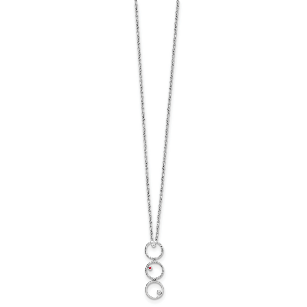 White Ice Sterling Silver Rhodium-plated 18 Inch Diamond and Ruby Necklace with 2 Inch Extender