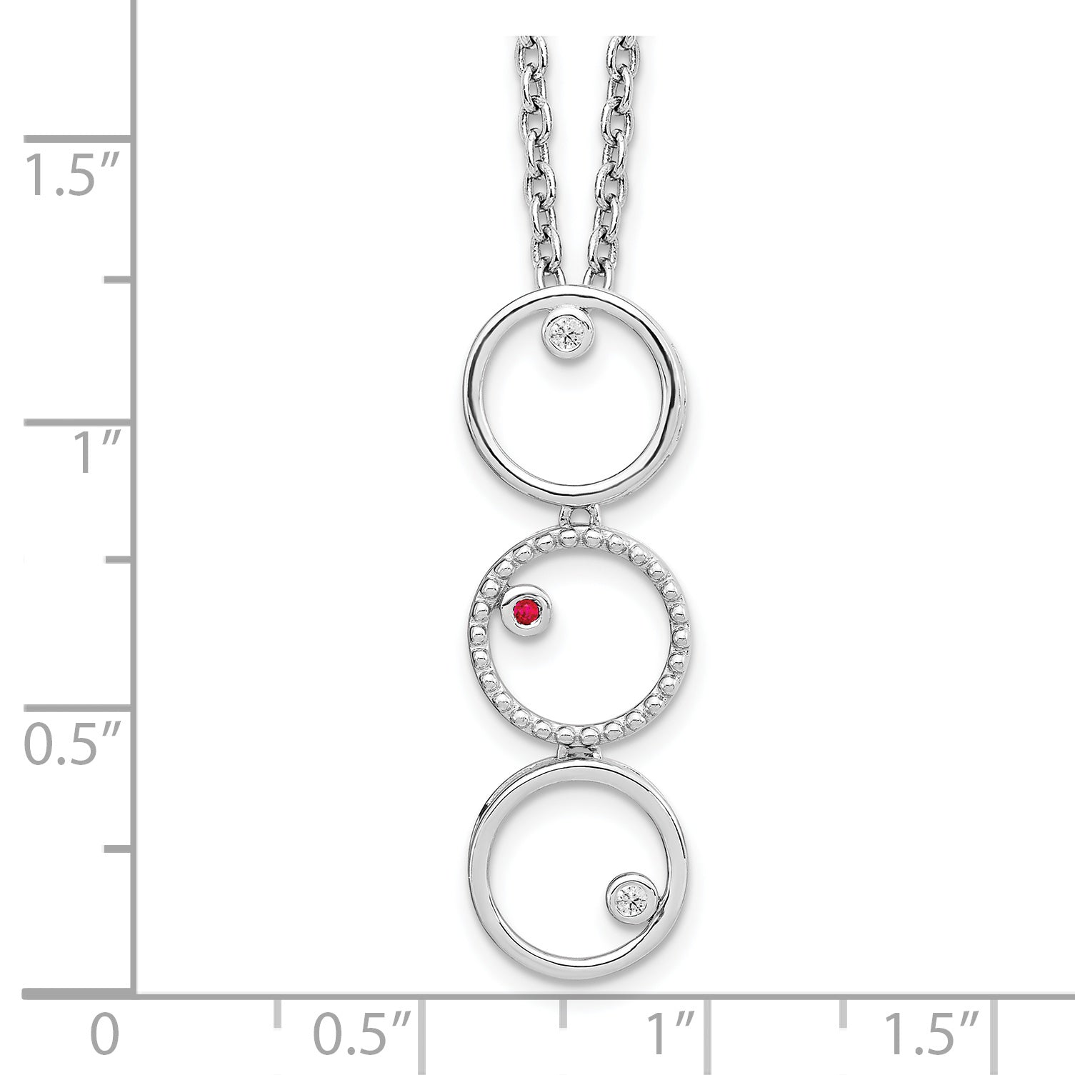 White Ice Sterling Silver Rhodium-plated 18 Inch Diamond and Ruby Necklace with 2 Inch Extender