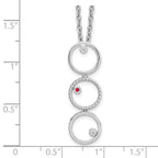 White Ice Sterling Silver Rhodium-plated 18 Inch Diamond and Ruby Necklace with 2 Inch Extender