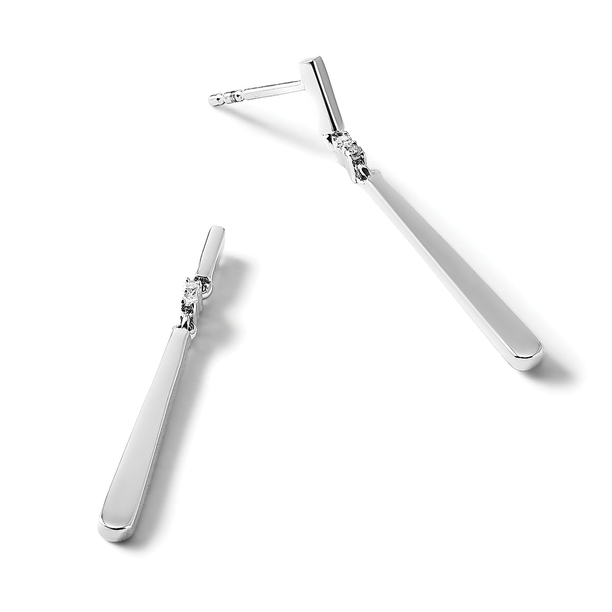 Diamond Stud Dangle Earrings in Sterling Silver, 1mm (0.02 ct. tw.) - Sophia Jewelers