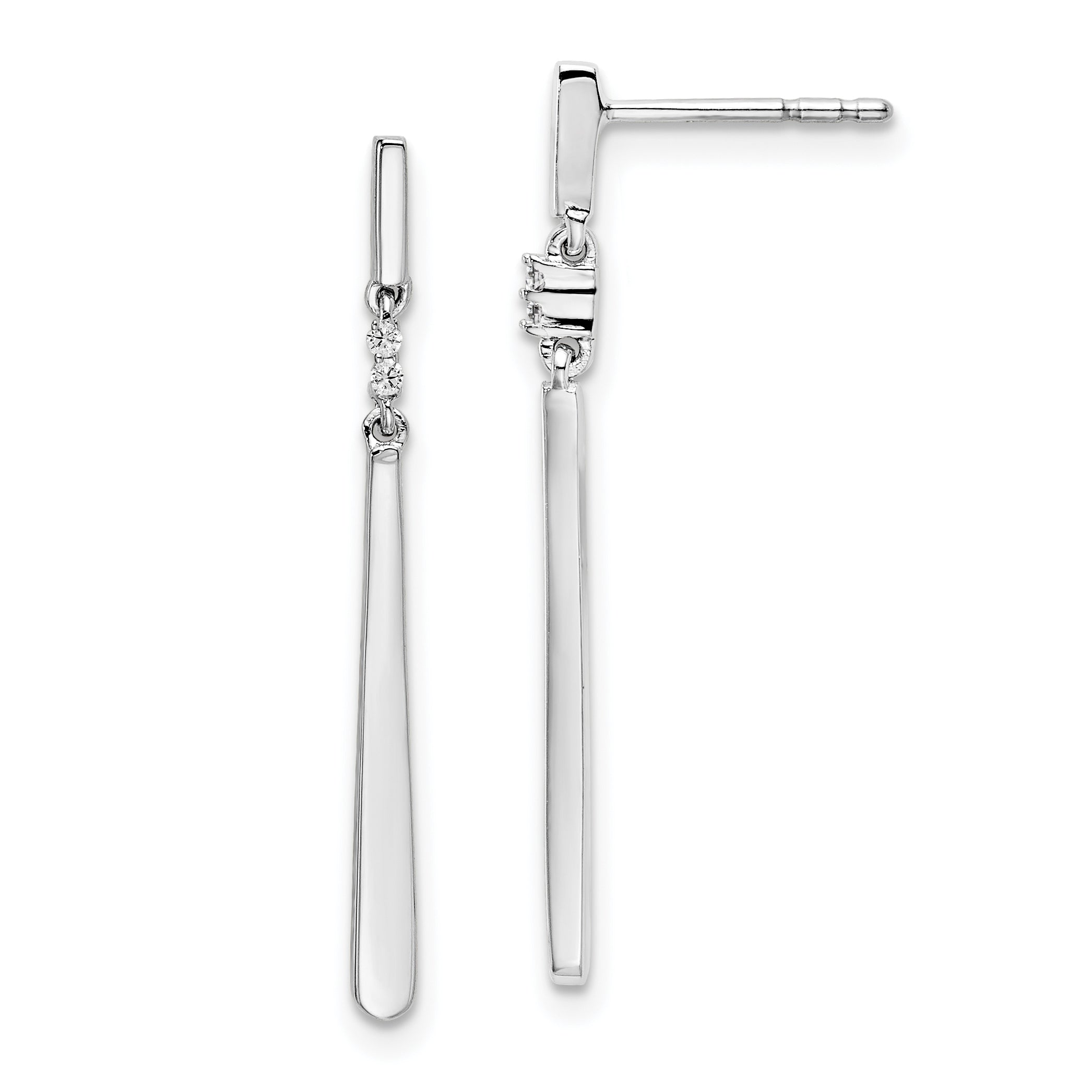 White Ice Sterling Silver Rhodium-plated Diamond Post Dangle Earrings Main image