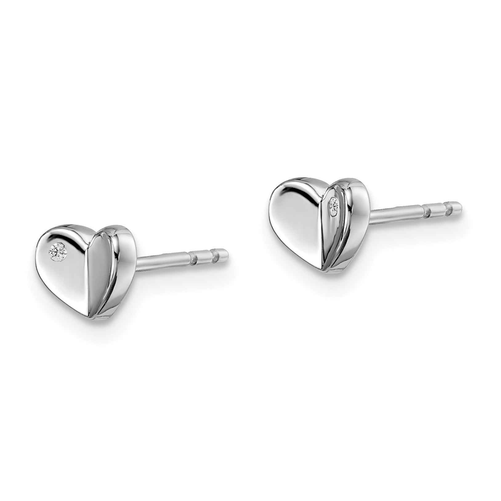 White Ice Sterling Silver Rhodium-plated Diamond Heart Post Earrings Secondary image