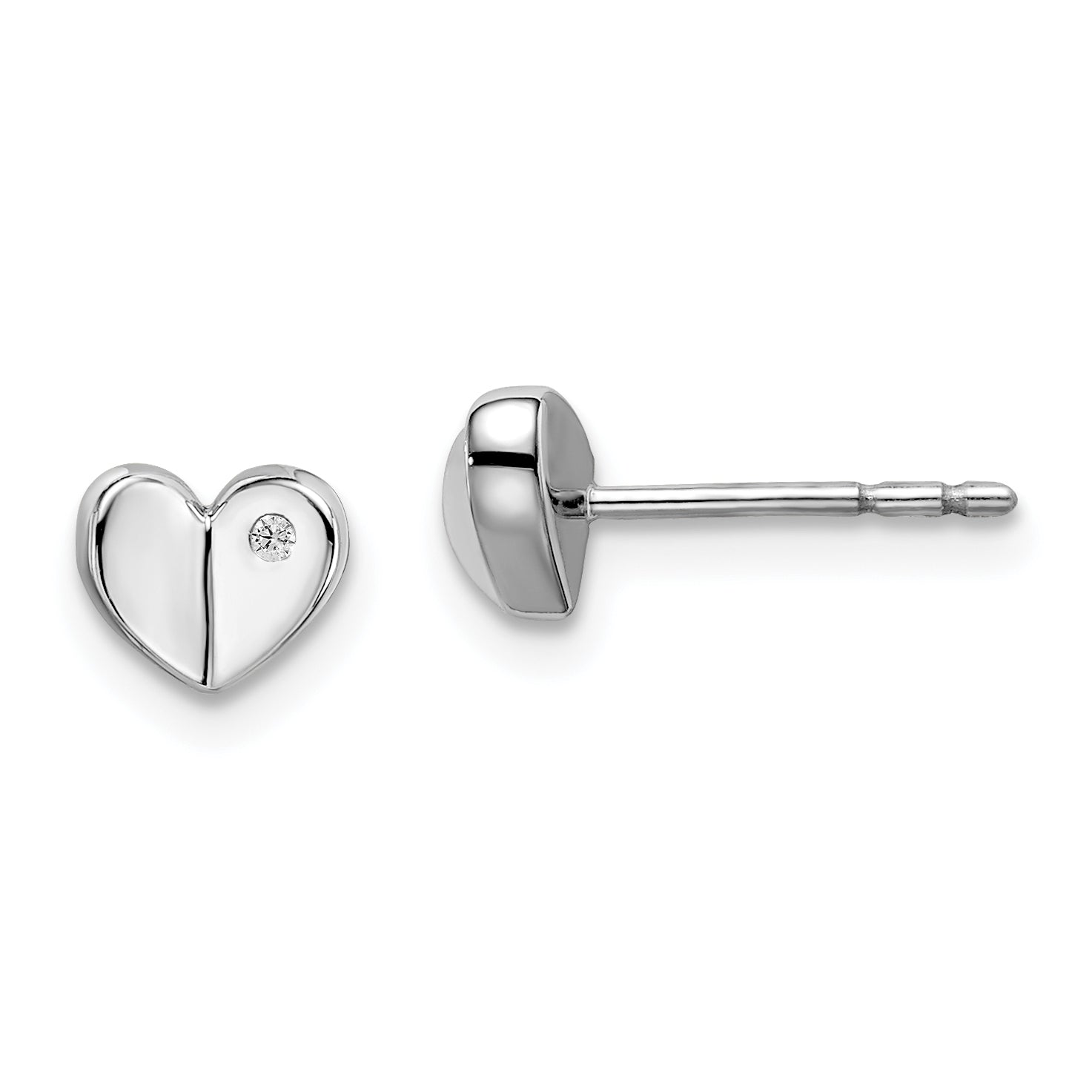 White Ice Sterling Silver Rhodium-plated Diamond Heart Post Earrings Main image