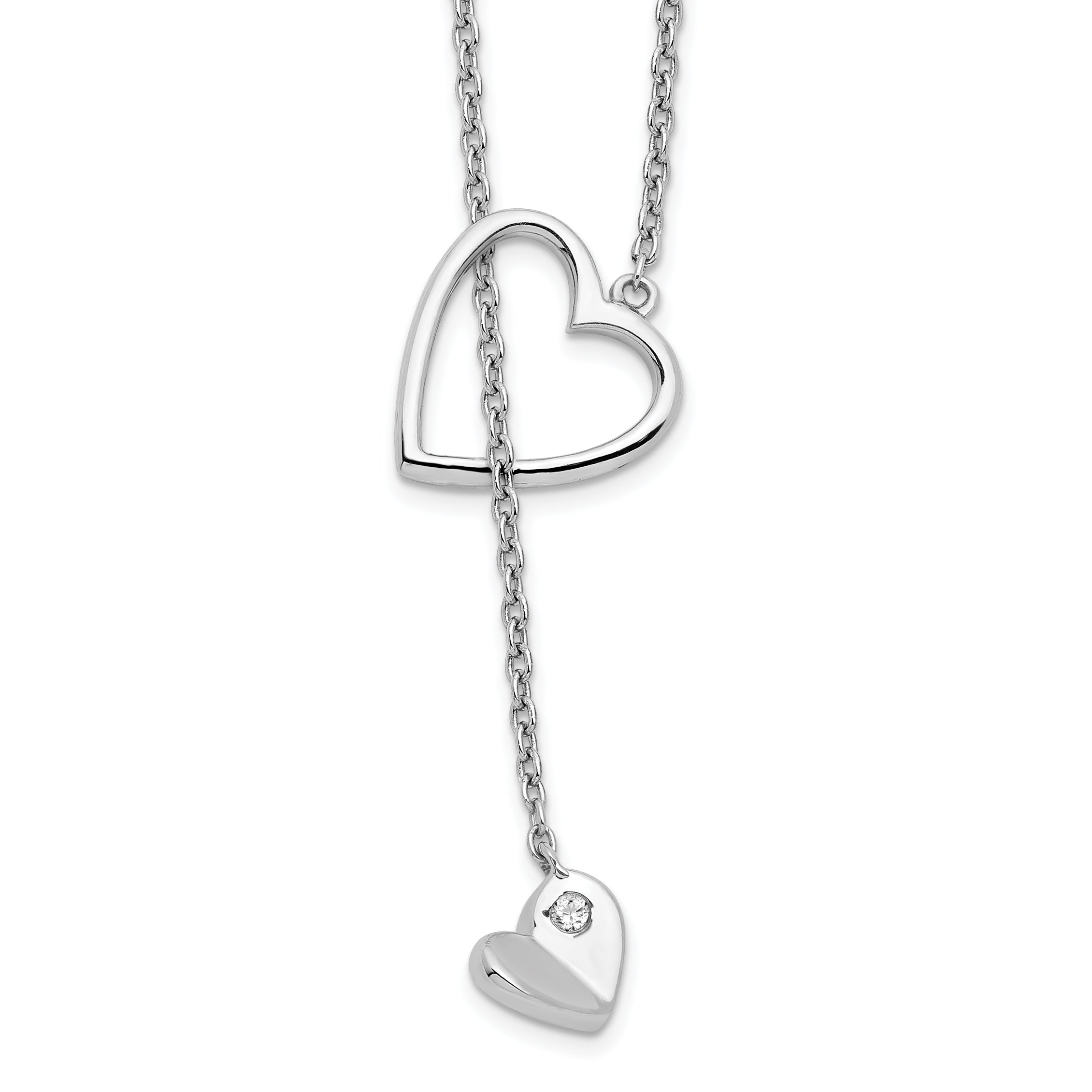 White Ice Sterling Silver Rhodium-plated 18 Inch Diamond Heart Necklace Main image