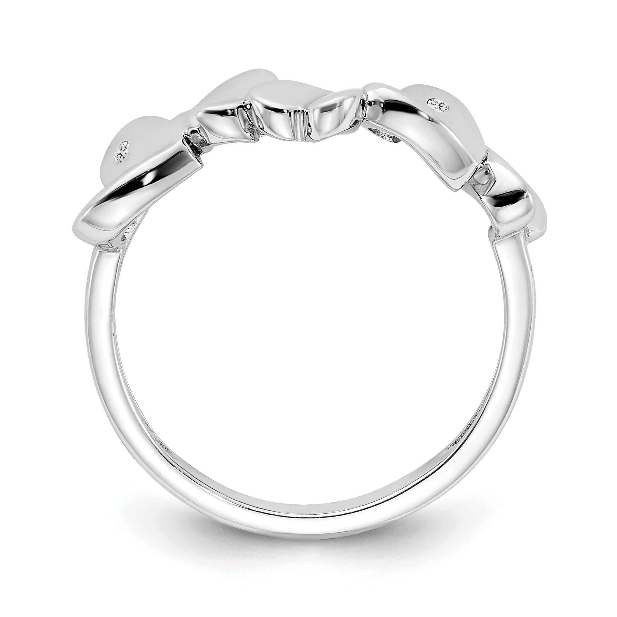 White Ice Sterling Silver Rhodium-plated Diamond Hearts Ring